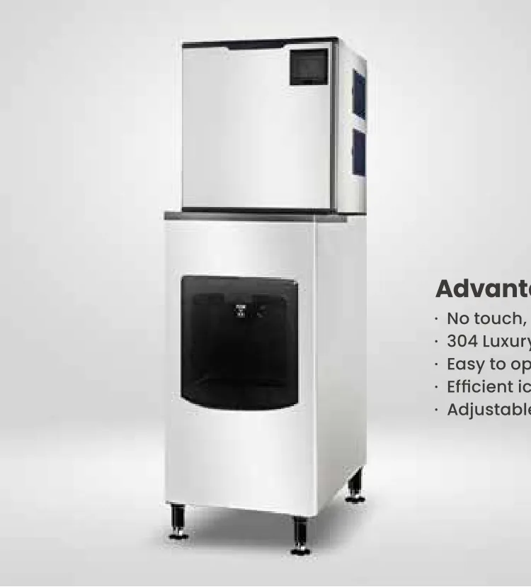 HD-130B ice dispenser bin, stainless steel cabinet on adjustable legs