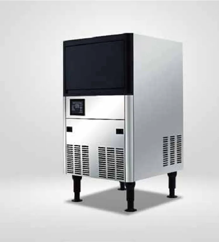 SK-89S counter-top cube ice machine, stainless steel cabinet with control panel