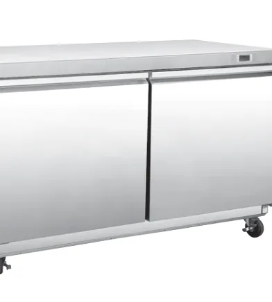 TUC-60F two door undercounter freezer, stainless steel