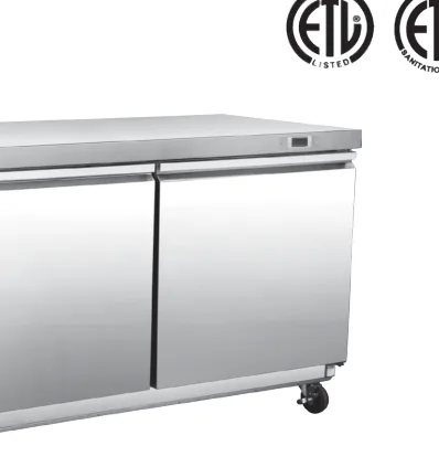 TUC-60R two door undercounter chiller, stainless steel with lockable castors