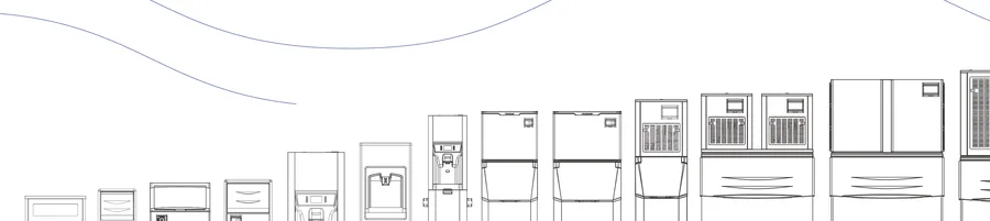 CRS commercial kitchen equipment product line — undercounter cabinets, glass door merchandisers and commercial ice machines